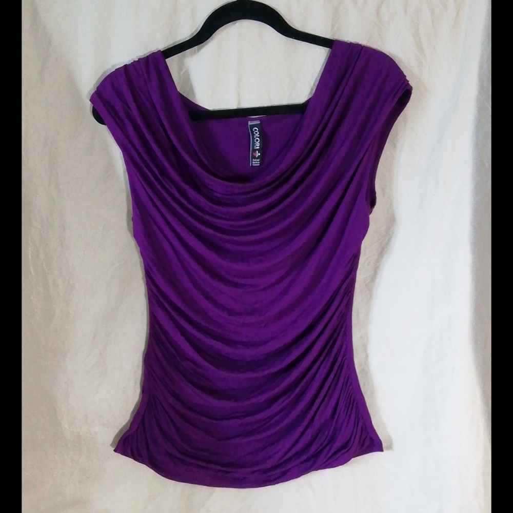 Colori purple blouse with ruching size L 🇨🇦